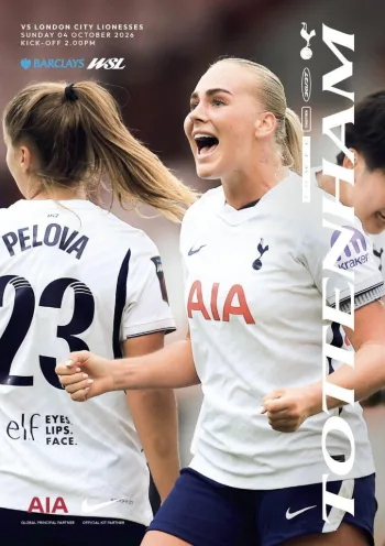 Spurs v London City Lionesses (04 Oct 2026) Programme